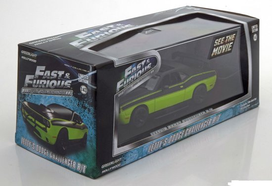 Letty's Dodge Challenger R/T Film Fast & Furious 7 2015 Groen / Zwart 1:43 Greenlight Collectibles