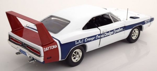 Dodge Charger Daytona 1969 Wit / Blauw 1-18 Ertl Autoworld Limited 1002 Pieces