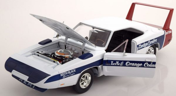 Dodge Charger Daytona 1969 Wit / Blauw 1-18 Ertl Autoworld Limited 1002 Pieces