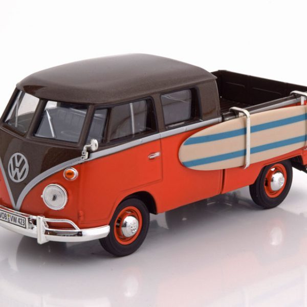 Volkswagen T1 Type 2 Pick Up met Huif Grijs/Bruin 1-24 Motormax