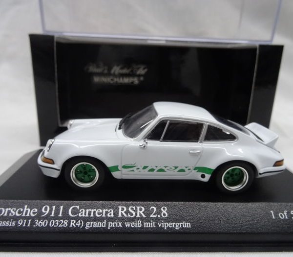 Porsche Carrera RSR 1973 Wit met groen 1:43 Minichamps