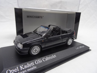 Opel Kadett GSi Cabriolet 1989 Zwart 1:43 Minichamps limited 1008 pcs.