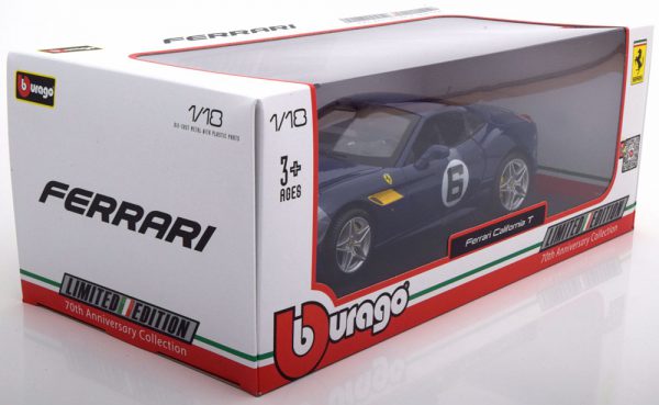 Ferrari California T "The Sunoco" 70th Anniversary Collection Blauw 1-18 Burago