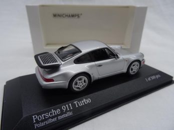 Porsche 911 Turbo ( 964 ) 1990 Zilver Metallic 1-43 Minichamps Lim.500 Pieces
