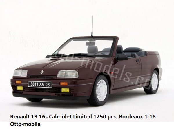 Renault 19 16S Cabriolet Bordeaux Rood 1-18 Ottomobile Limited 1250 Pieces