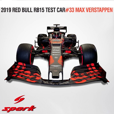 Aston Martin Red Bull Racing RB15 Test Session Silverstone 2019 Max Verstappen Spark 1-43