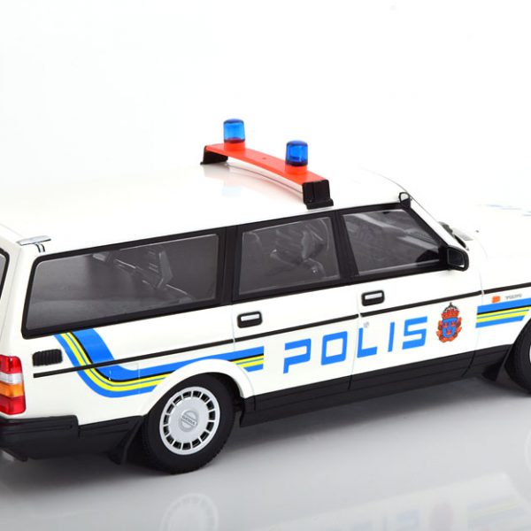 Volvo 240 GL 1986 Break Polis Zweden Wit / Blauw / Geel 1-18 Minichamps Limited 300 Pieces