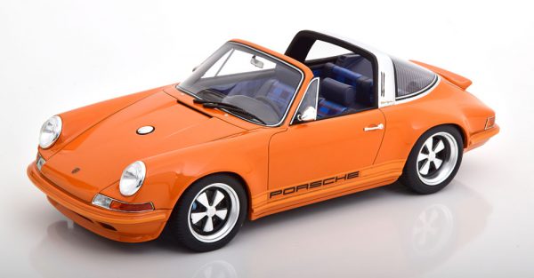 Porsche 911 (964) Targa Singer 1990 Oranje / Zwart 1-18 Cult Scale Models ( Resin )