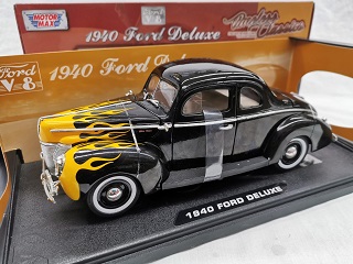 Ford Deluxe Coupe Yellow Flame 1940 Zwart 1-18 Motormax