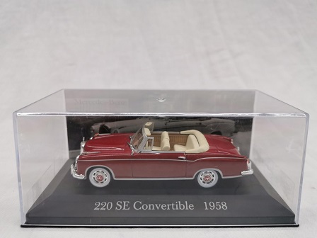 Mercedes-Benz 220 SE Convertible 1958 Bordeaux Rood 1-43 Altaya Mercedes Collection