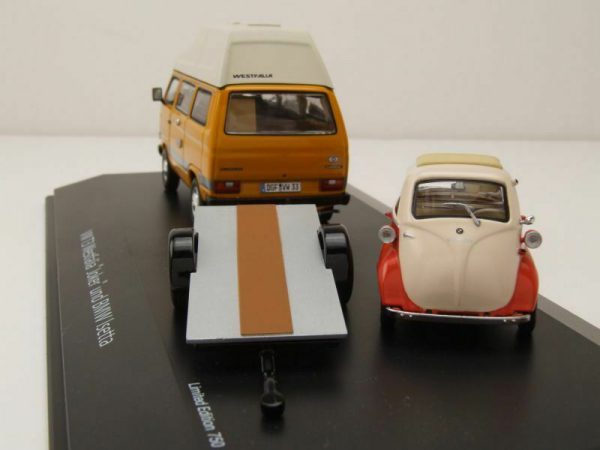 Volkswagen T3 Westfalia Joker Bus + aanhanger BMW Isetta, 1:43 / Schuco Limited 750 Pieces