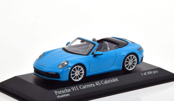 Porsche 911 (992) Carrera 4S Cabriolet 2019 Blauw 1-43 Minichamps Limited 300 Pieces