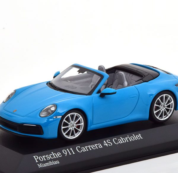 Porsche 911 (992) Carrera 4S Cabriolet 2019 Blauw 1-43 Minichamps Limited 300 Pieces