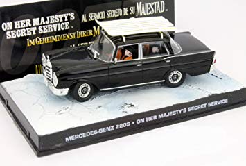 Mercedes-Benz 220S Zwart "On her Majesty's Secret Service " 1-43 Altaya James Bond 007 Collection
