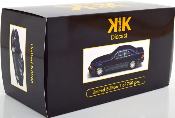 Mercedes-Benz 500 SL 1993 ( R129 )Cabriolet met Hardtop Blauw 1-18 KK Scale Limited 750 Pieces