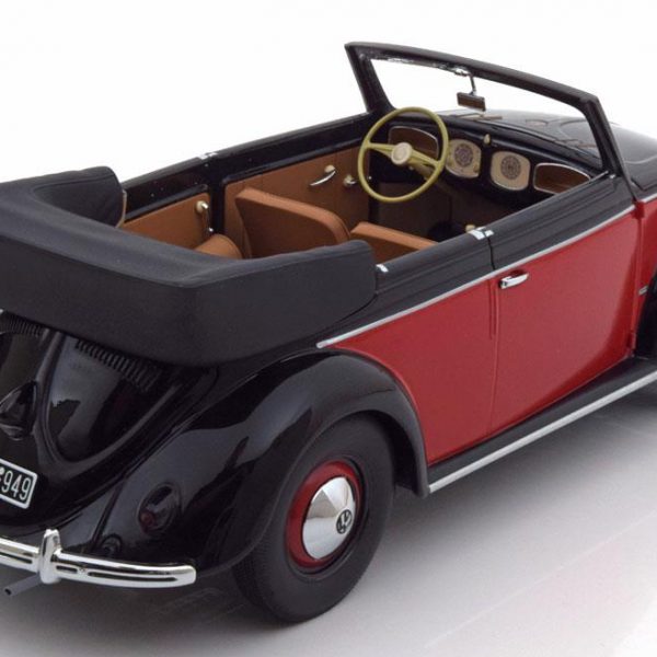 Volkswagen Kever Cabriolet 1949 Zwart / Rood 1-18 Minichamps Limited 504 Pieces