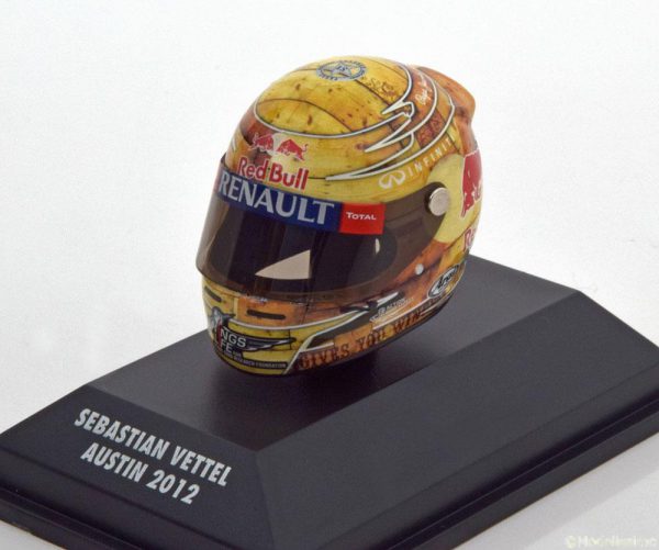 Helm Sebastian Vettel Arai Helm Red Bull Racing GP USA 2012, World Champion 1-8 Minichamps