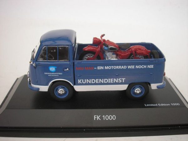 Ford Transit FK 1000 + NSU Max Motor Blauw 1-43 Schuco - 1:43 -Limited 1000 Pieces