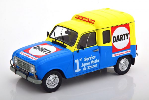 Renault 4 F4 "Darty" 1988 Blauw / Geel 1-18 Solido