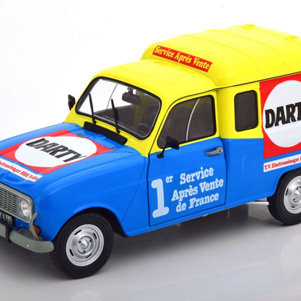 Renault 4 F4 "Darty" 1988 Blauw / Geel 1-18 Solido