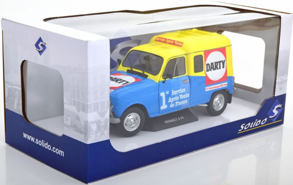 Renault 4 F4 "Darty" 1988 Blauw / Geel 1-18 Solido