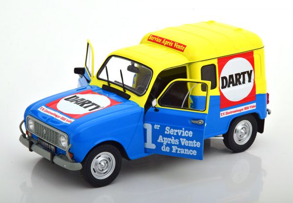 Renault 4 F4 "Darty" 1988 Blauw / Geel 1-18 Solido