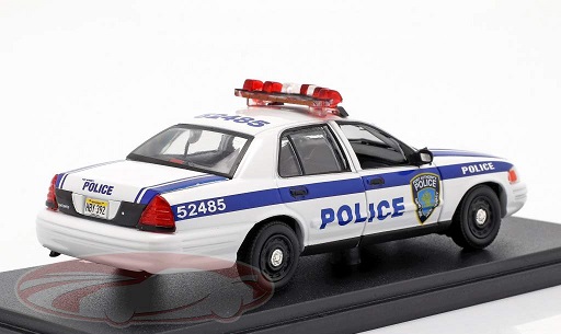 Ford Crown Victoria Police Interceptor 2003 Wit / Blauw 1:43 Greenlight Collectibles