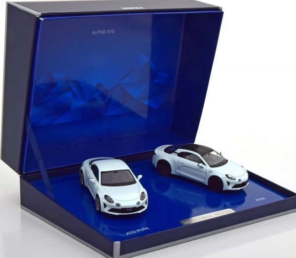 Renault Alpine Set 2 Car Alpine 110 Pure en A110S 2019 Wit Metallic 1-43 Norev Giftbox Limited 500 Pieces