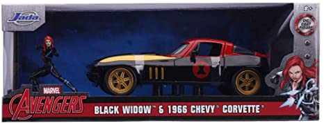 Chevrolet Corvette 1966 with Black Widow Figure 1:24 Scale Diecast Model by Jada Toys