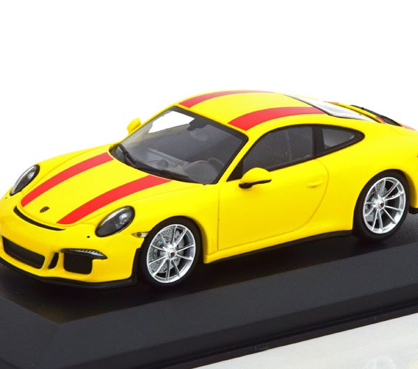 Porsche 911 (991) R Coupe 2016 Geel / Rood 1-43 Maxichamps