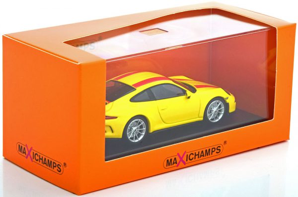 Porsche 911 (991) R Coupe 2016 Geel / Rood 1-43 Maxichamps