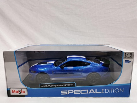 Shelby Mustang GT500 2020 Blauw / Wit 1-18 Maisto