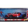 Marvel Spider-Man Ford GT 2017 & Spider-Man 1-24 Rood Metallic/Blauw Jada Toys