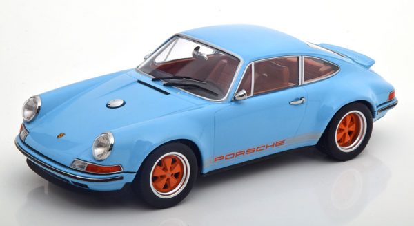 Porsche 911 Coupe "Singer" Lichtblauw / Oranje 1-18 KK Scale Limited 1000 Pieces