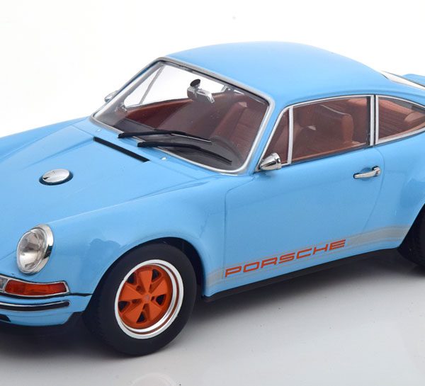 Porsche 911 Coupe "Singer" Lichtblauw / Oranje 1-18 KK Scale Limited 1000 Pieces