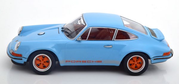 Porsche 911 Coupe "Singer" Lichtblauw / Oranje 1-18 KK Scale Limited 1000 Pieces