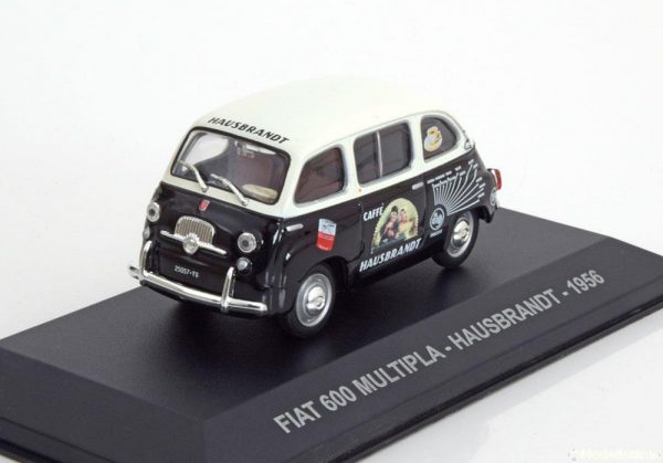 Fiat 600 Multipla "Cafe Hausbrandt" 1956 Zwart / Wit 1-43 Altaya