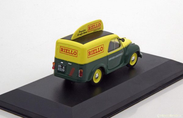 Fiat 500 C Furgoncino "Riello" 1959 Groen / Geel 1-43 Altaya