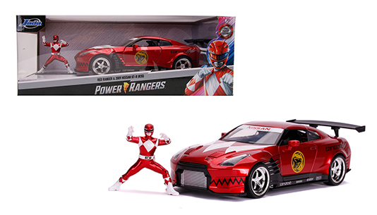 Nissan GT-R (R35) 2009 "Met figuur Red Ranger Power Rangers" Rood Metallic 1:24 Jada Toys