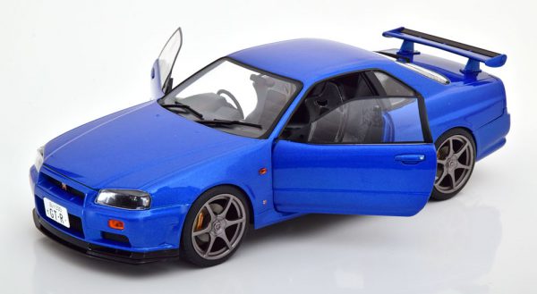 Nissan Skyline GT-R R34 1999 Blauw Metallic 1-18 Solido
