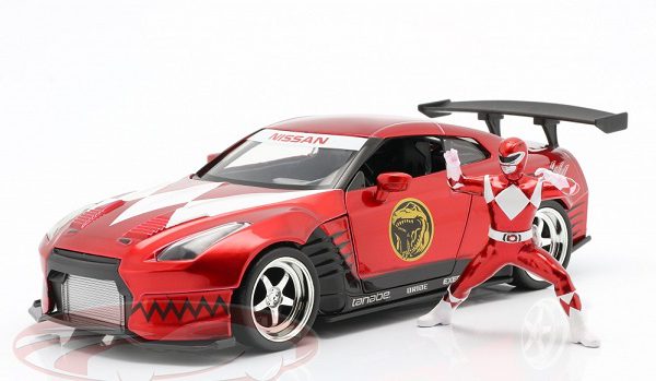 Nissan GT-R (R35) 2009 "Met figuur Red Ranger Power Rangers" Rood Metallic 1:24 Jada Toys