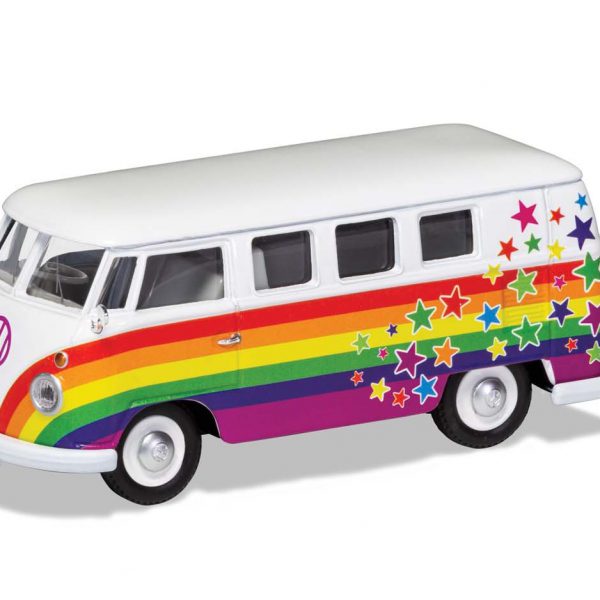 Volkswagen Campervan "Peace, Love & Wishe"1960 Wit/Rainbow 1-43 Corgi