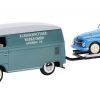 Volkswagen T1 Kleinschnittger met aanhangwagen 1-43 Blauw Schuco Limited 750 pcs.