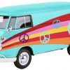 Volkswagen T1 Type 2 Delivery Van ( Peace ) Turquoise/rood 1-24 Motormax