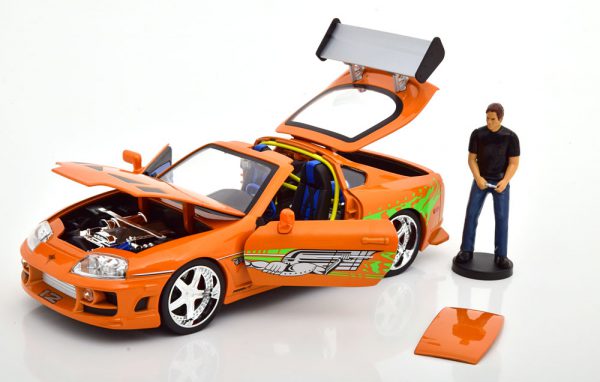 Toyota Supra "Fast & Furious" Brian ( Inkl Figuur ) met Led Verlichting 1-18 Jada Toys