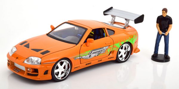 Toyota Supra "Fast & Furious" Brian ( Inkl Figuur ) met Led Verlichting 1-18 Jada Toys