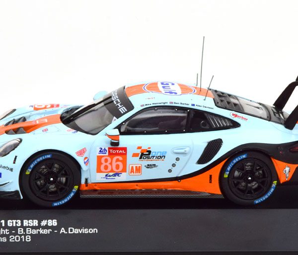 Porsche 911 (991) GT3 RSR No.86, 24Hrs Le Mans 2018 "Gulf" Wainwright/Barker/Davison 1-43 Ixo Models