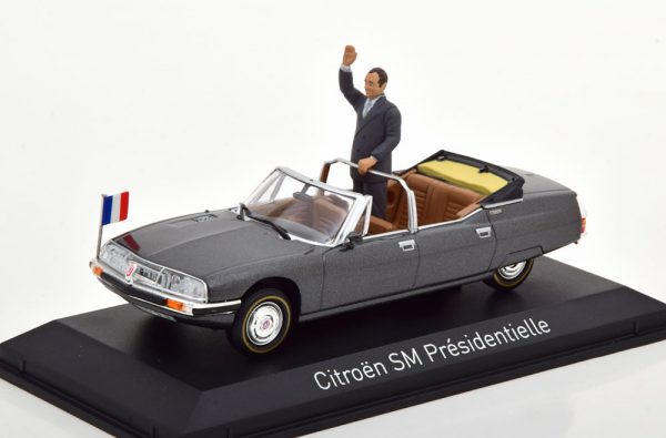 Citroen SM "Presidentielle" 1981 Met Figuur Jacques Chirac Grijs 1-43 Norev