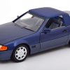 Mercedes-Benz 500 SL ( met afneembare Softtop )1989 Donkerblauw Metallic 1-18 Norev ( Metaal )