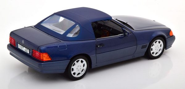 Mercedes-Benz 500 SL ( met afneembare Softtop )1989 Donkerblauw Metallic 1-18 Norev ( Metaal )